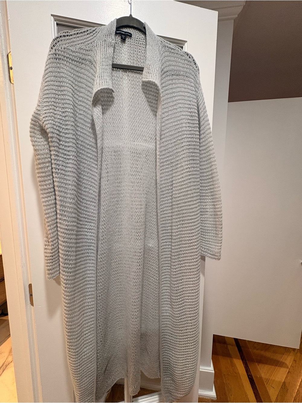 James Perse Light Gray Open-Front Longline Cardigan